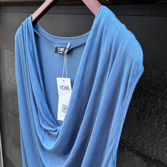 YOINS Blue Draped Blue Mini Dress Sz L US 12 - Picture 6 of 8